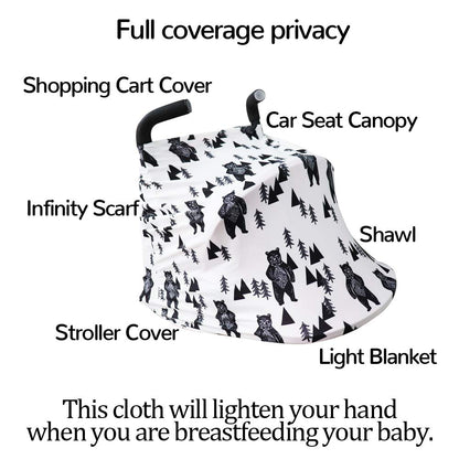 Nursing Cover Breastfeeding, Multi-use Baby CarSeat Cover Girls, Infant Stroller Car Seat Cover, Stretchy Carseat Canopy, Soft Breathable, Peony