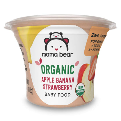 Amazon Brand - Mama Bear Organic Baby Food, Fruit Variety Pack, Apples, Apple Berry Blend, Bananas, Pears, vegetarian, 4 ounce (Pack of 12)