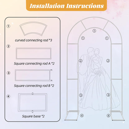 Double Arch Backdrop Stand Metal Open Arch Backdrop Frame U Shaped Wedding Arches for Ceremony Baby Shower Garden Birthday Party Decoration (Gold, 6FT×3FT)