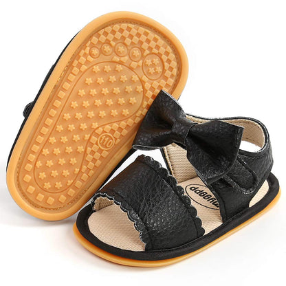 Timatego Infant Baby Girls Summer Sandals Anti-Slip Soft Sole with Flower Toddler First Walkers Crib Dress Shoes