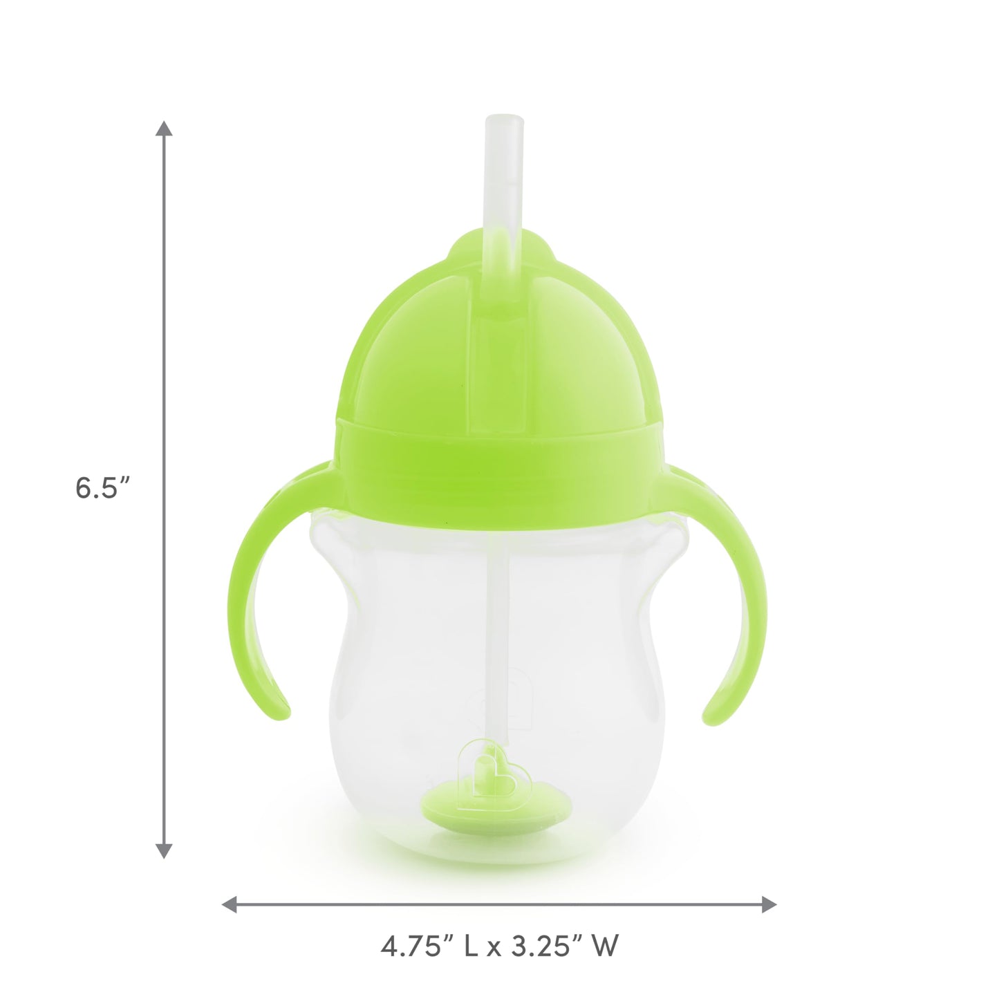 Munchkin Any Angle Sippy Cups for Toddlers, Spill Proof Weighted Straw Cup with Transition Handles for Babies 6 Months and Up, 2 Pack, Blue/Green