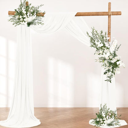 Wedding Arch Draping Fabric 2 Panels 30'' x 18FT Sage Green Sheer Chiffon Arch Drapery for Bridal Shower Backdrop Outdoor Party Church Ceremony