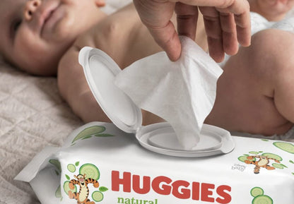 Huggies Natural Care Cucumber, Aloe and Vitamin E Baby Wipes, Hypoallergenic, Scented, 6 Flip-Top Packs (288 Wipes Total), Packaging May Vary