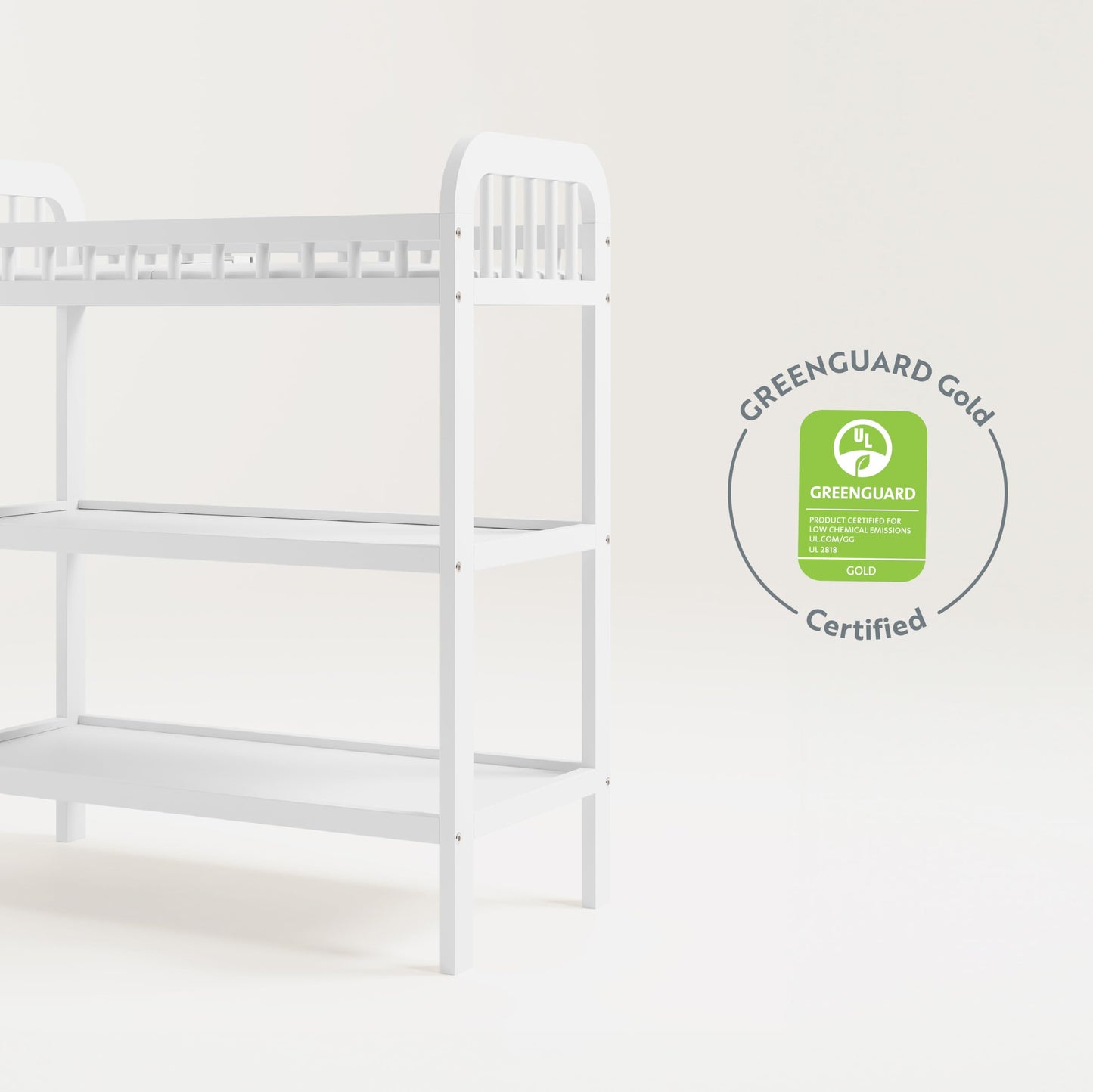 Storkcraft Pasadena Changing Table with Water-Resistant Changing Pad (Driftwood) - GREENGUARD Gold Certified, Includes Bonus Water-Resistant Changing Pad with Safety Strap, 2 Open Shelves