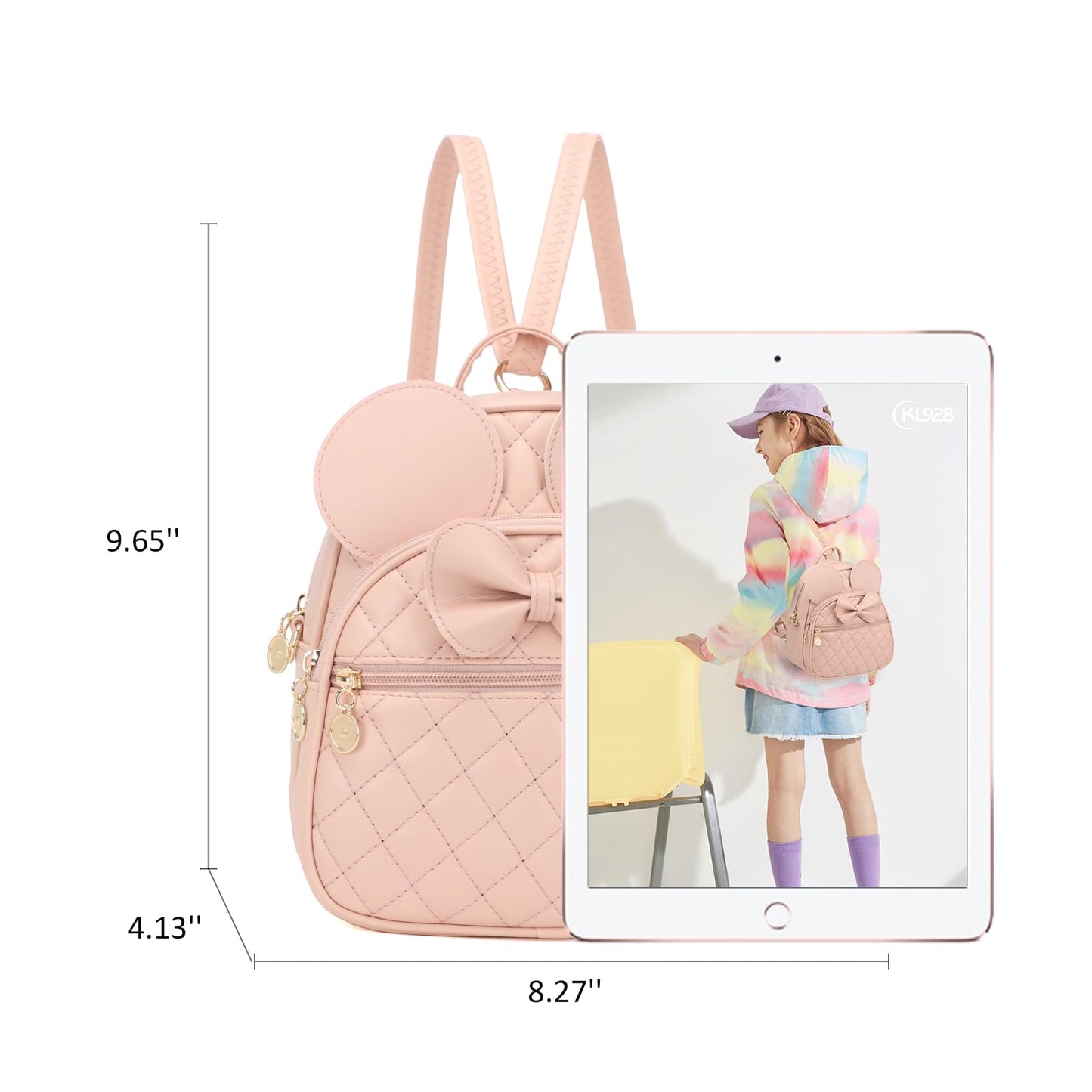 KL928 Girls Bowknot Polka Dot Cute Mini Backpack Small Daypacks Convertible Shoulder Bag Purse for Women
