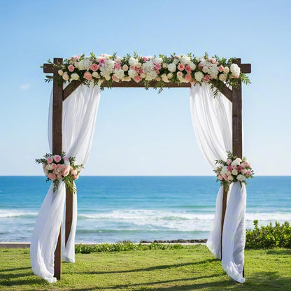 Wedding Arch Draping Fabric 2 Panels 30'' x 18FT Sage Green Sheer Chiffon Arch Drapery for Bridal Shower Backdrop Outdoor Party Church Ceremony