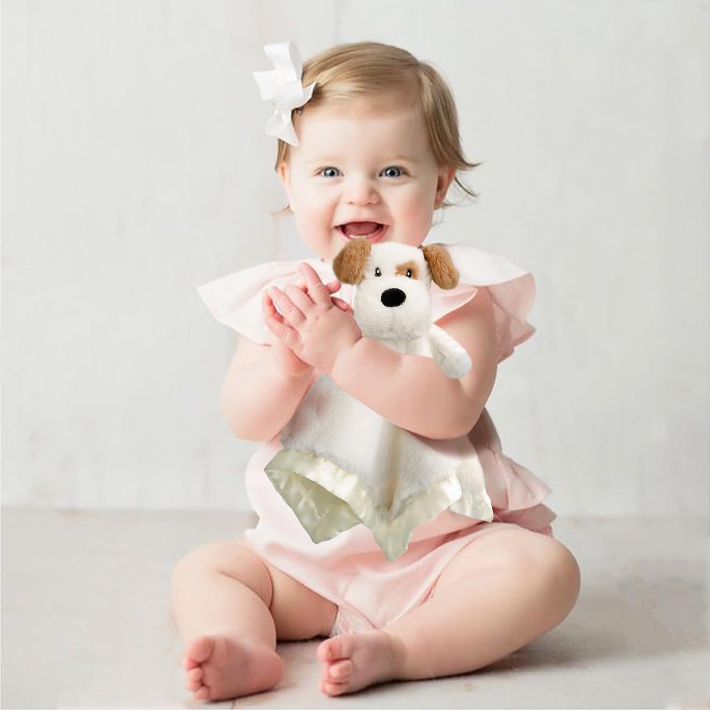 Bear Security Blanket Soft Baby Lovey Fluffy Blanket Unisex Lovie Snuggle Toy Baby Bear Stuffed Gift for Newborn, Boys and Girls, 13.5 Inch