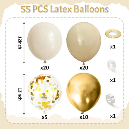 Neutral Balloons Arch Kit, Pink Beige Boho Balloons Garland with Double Stuffed Sand White Balloon for Baby Shower Birthday Wedding Bridal Shower Party Decorations