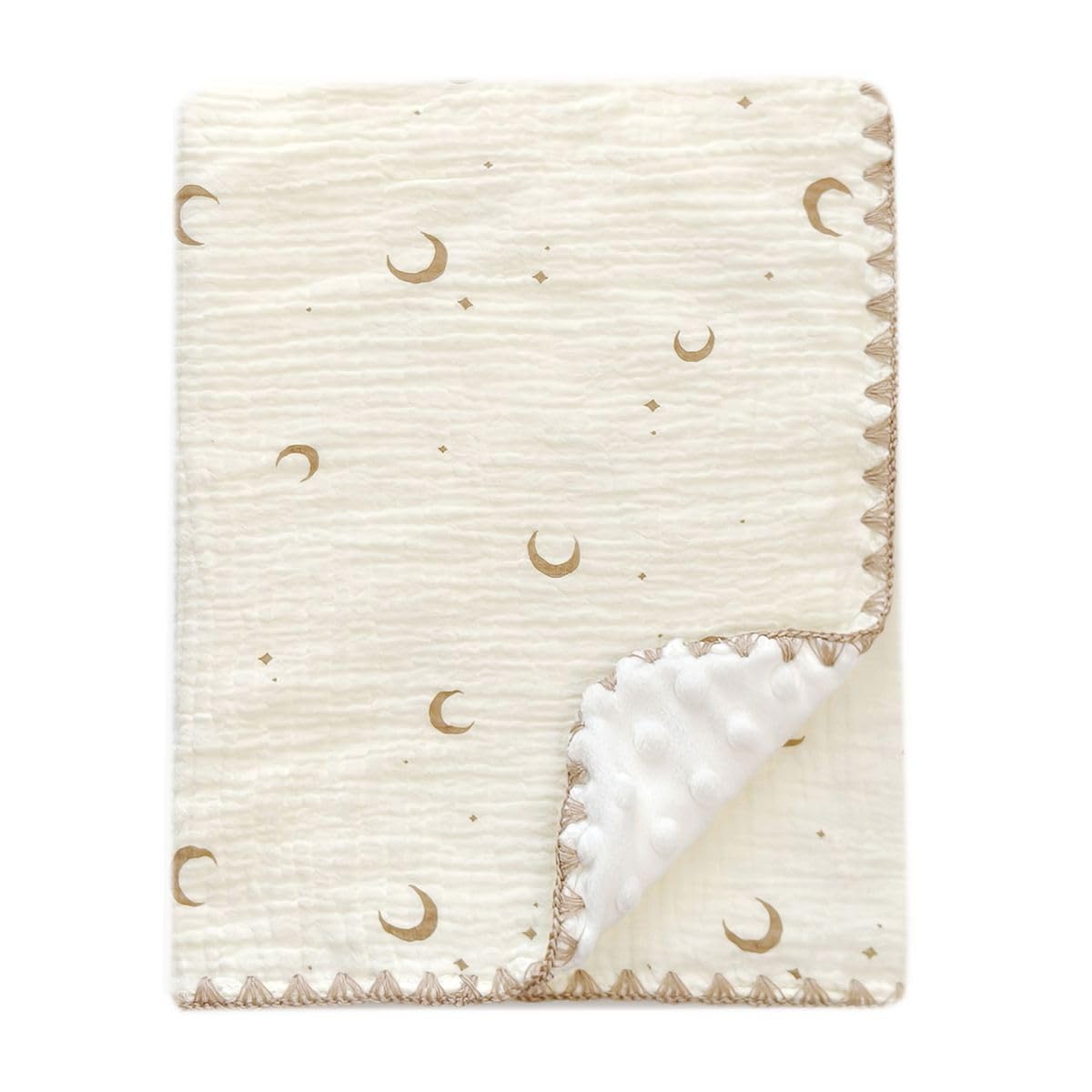 Baby Soft Muslin Thick Blanket Cotton and Dotted Backing Double Layer Receiving Blanket 40"x40" Bunny