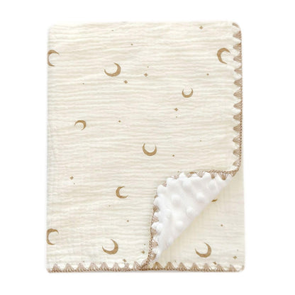 Baby Soft Muslin Thick Blanket Cotton and Dotted Backing Double Layer Receiving Blanket 40"x40" Bunny