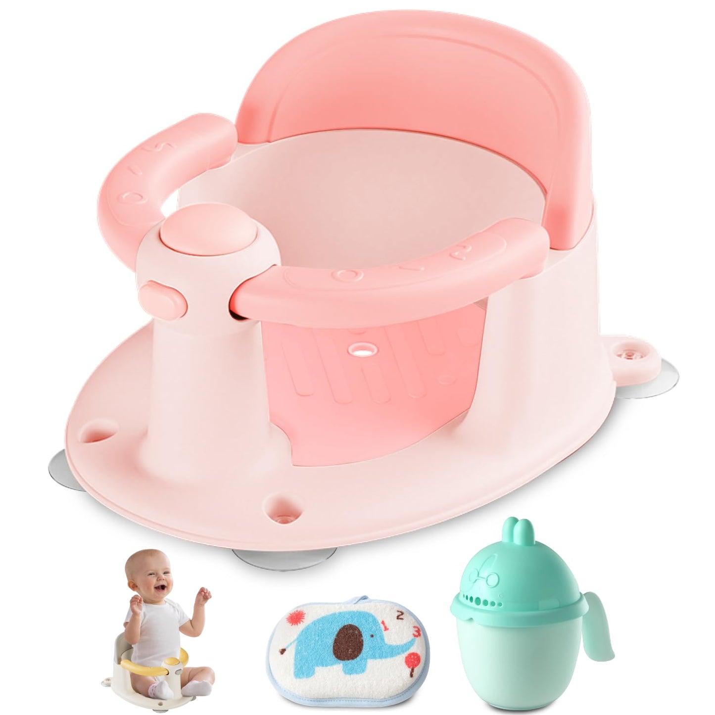 Baby Bath Seat for Babies 6 Months & up, Non-Slip Toddler Bath Seat for Baby & Newborn, Sit Up Bath Seat for Baby,Grey