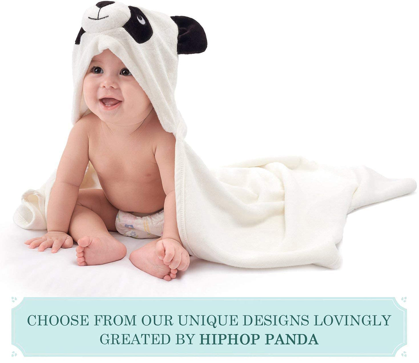 HIPHOP PANDA Hooded Towel - Rayon Made from Bamboo, Bath Towel with Bear Ears for Newborn, Babie, Toddler, Infant - Absorbent Large Baby Towel - Yellow Duck, 30 x 30 Inch