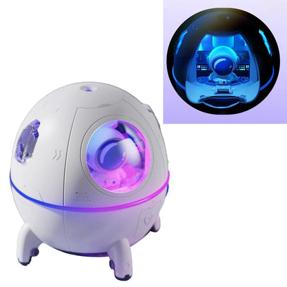 Space Capsule Humidifier, Transparent PC Silicone Mini Cute Humidifiers Portable Household Ambient Light Humidifier for Home Car Bedroom Office and Travel, DC5V/1A (White)