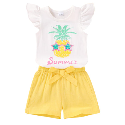 YOUNGER TREE Toddler Baby Girls Clothes Sunflower T-shirt + Bowknot Shorts with Cute Summer Girl Clothes Set