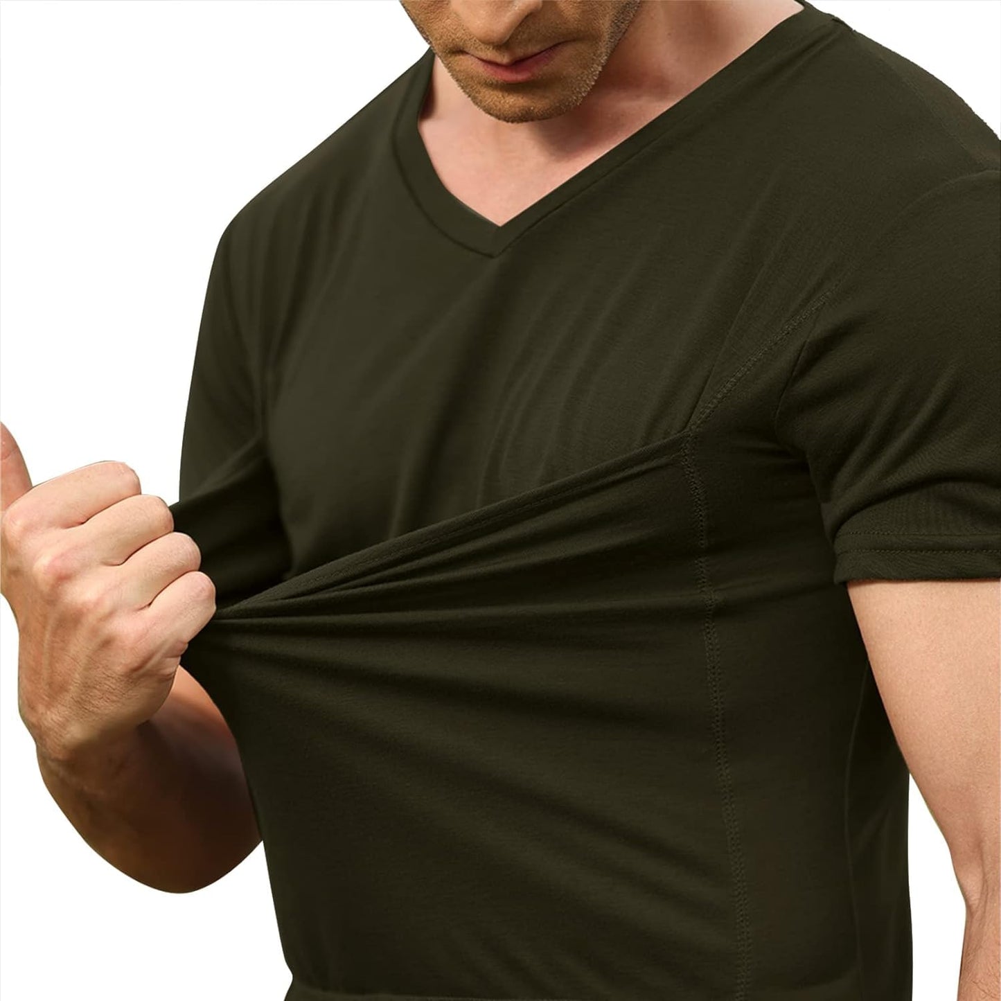Mens Baby Carrier Shirt V Neck Short Sleeve T-Shirts for Men Skin to Skin T-Shirt with Pocket