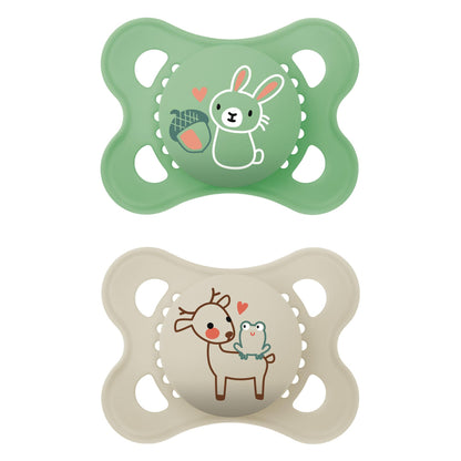 MAM Original Matte Baby Pacifiers, Binky for Boys 0-6 Months, BPA-Free Silicone Nipple, Easy to Clean, Best for Newborn Babies, Developed with Medical Experts, 2 Count Binkies with Sterilizer Case