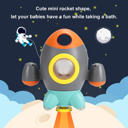 Baby Bath Toys, Space Rocket Shape Bathtub Toys for Toddlers, Spray Water Toys w/ Rotating Fountain, Bathroom Shower Toys for Infants Aged 18 Months 2 3 4 5 Years Old Kids Girls Boys