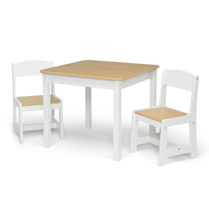 Delta Children MySize Kids Wood Table and Chair Set (2 Chairs Included) - Ideal for Arts & Crafts, Snack Time, & More - Greenguard Gold Certified, Bianca White, 3 Piece Set
