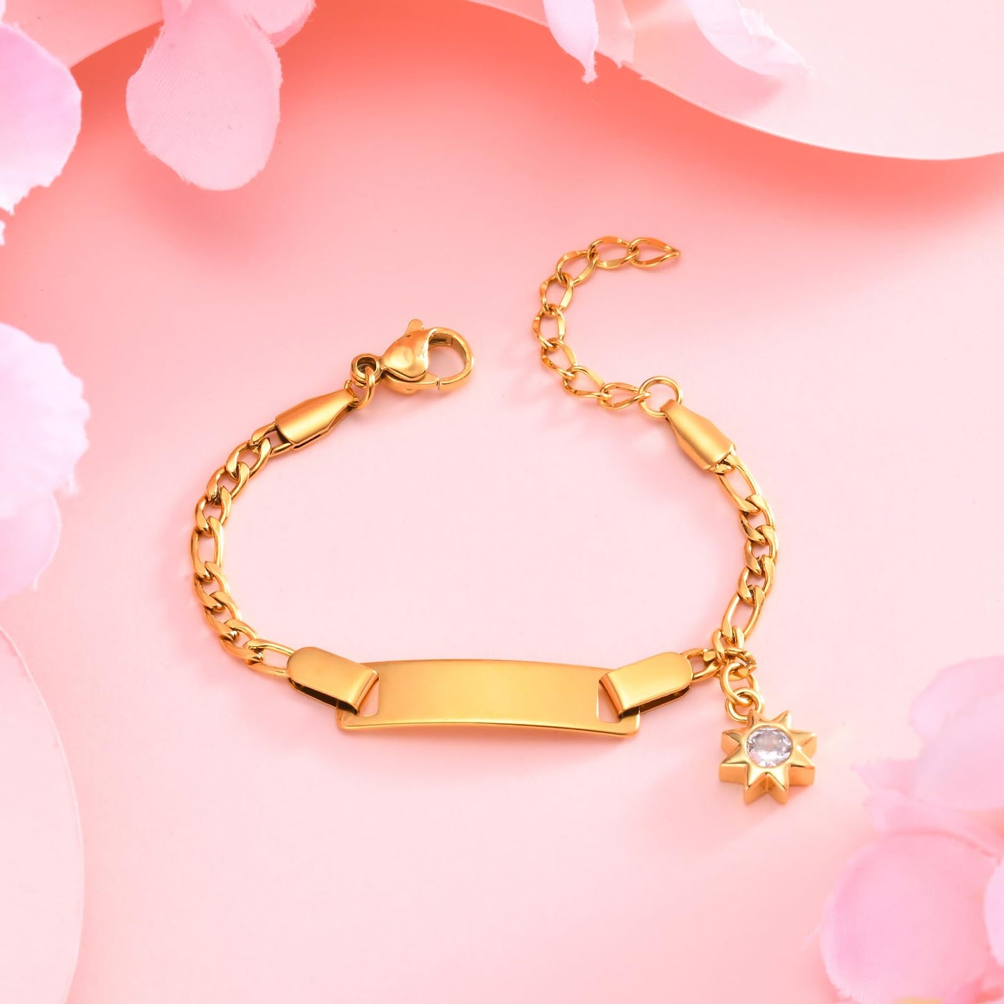 Personalized Baby Name Bar Bracelet: 18K Gold-Plated Custom Engraved ID Kids Charm Bracelets Jewelry Infant Girls Boys Toddler, Birthday Back to School Gifts Preppy Stuff for Daugther Son