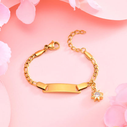 Personalized Baby Name Bar Bracelet: 18K Gold-Plated Custom Engraved ID Kids Charm Bracelets Jewelry Infant Girls Boys Toddler, Birthday Back to School Gifts Preppy Stuff for Daugther Son