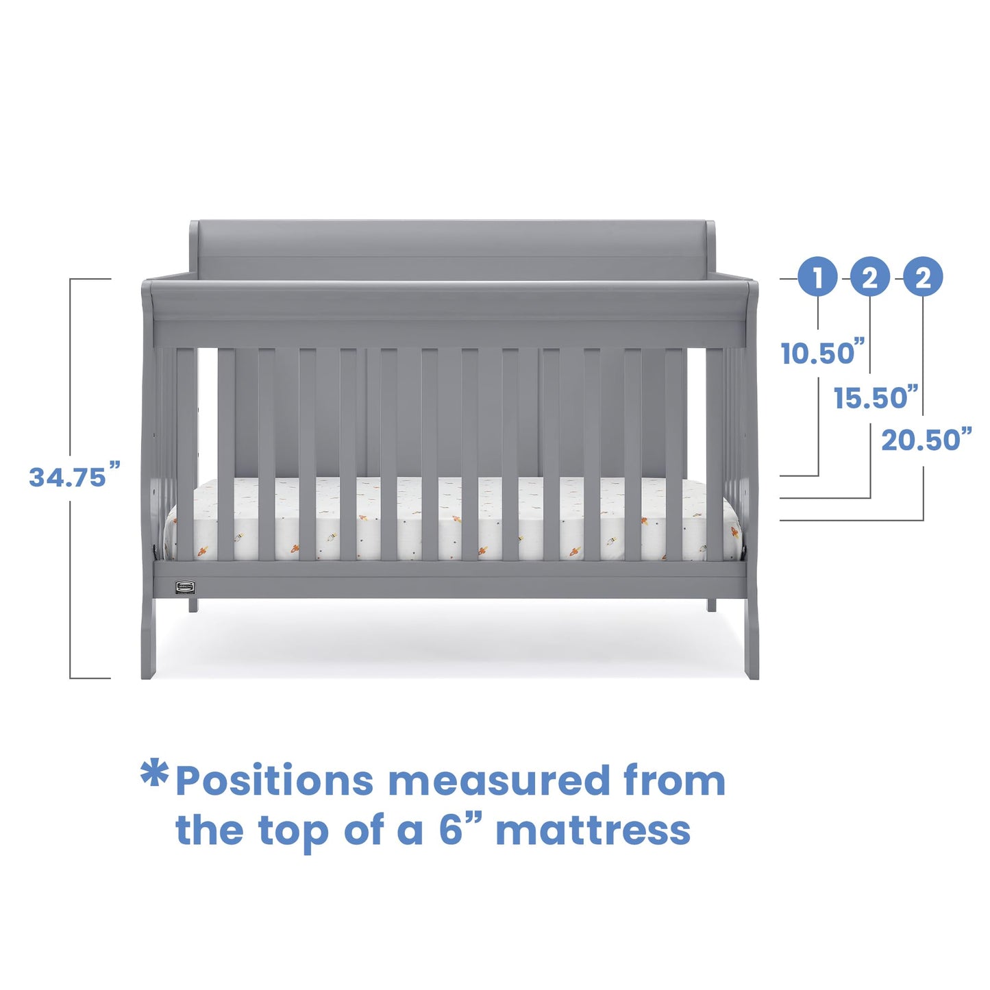 Delta Children Simmons Kids Carter 6-in-1 Convertible Crib - Greenguard Gold Certified, Black Ebony