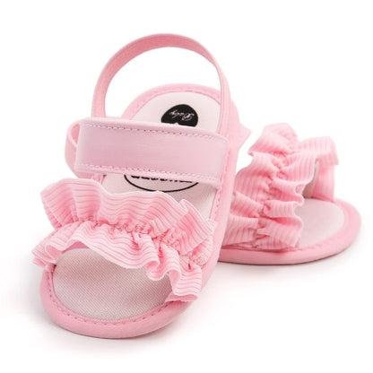 GDSDYM Infant Baby Girls Summer Sandals with Flower Bowknot Soft Sole Wedding Dress Flats Newborn First Walkers Crib Dress Shoes