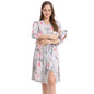 Galabloomer Maternity Robe and Baby Receiving Blanket, Matching Mommy Labor Delivery Robe and Swaddle Set Denim blue