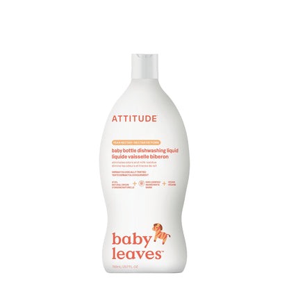 ATTITUDE Baby Dish Soap and Bottle Cleaner, EWG Verified Dishwashing Liquid, No Added Dyes or Fragrances, Tough on Milk Residue and Grease, Vegan, Pear Nectar, 23.7 Fl Oz