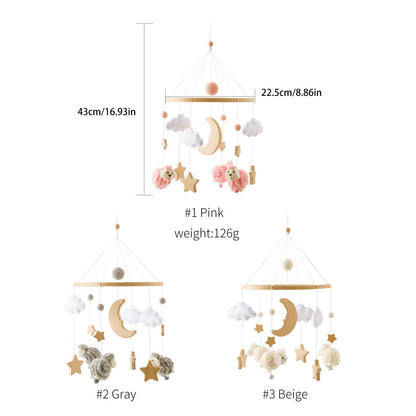 2025 Bohemia Theme Baby Mobile - Mobile for Crib, Crib Mobile for Boys and Girls, Nursery Decor Mobile, Clouds Moon Sheep Pendant Nursery Decor (Beige)