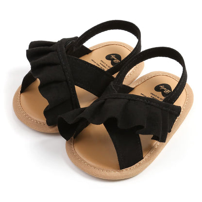SOFMUO Baby Girls Sandals Premium Soft Sole Infant Indoor Flat Newborn Slippers Lightweight Comfort Toddler Summer Princess Dress Shoes