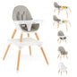 BABY JOY 6 in 1 High Chair, Convertible High Chairs for Babies and Toddlers/Booster Seat/Table and Chair Set, Infant Wooden Highchair w/ 5-Point Harness, 4-Position Removable Tray & PU Cushion, Coffee