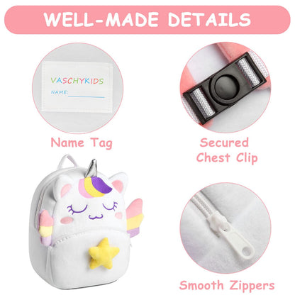 VASCHY Toddler Backpack, Baby Boys and Girls Cute Plush Animal Small Daycare Backpack for Baby Little Kids Yellow Cat