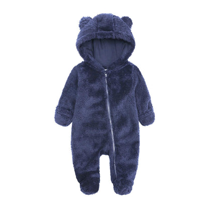 Newborn Baby Jumpsuit Hooded Fleece Rompers Long Sleeve Onesies Outwear Outfits