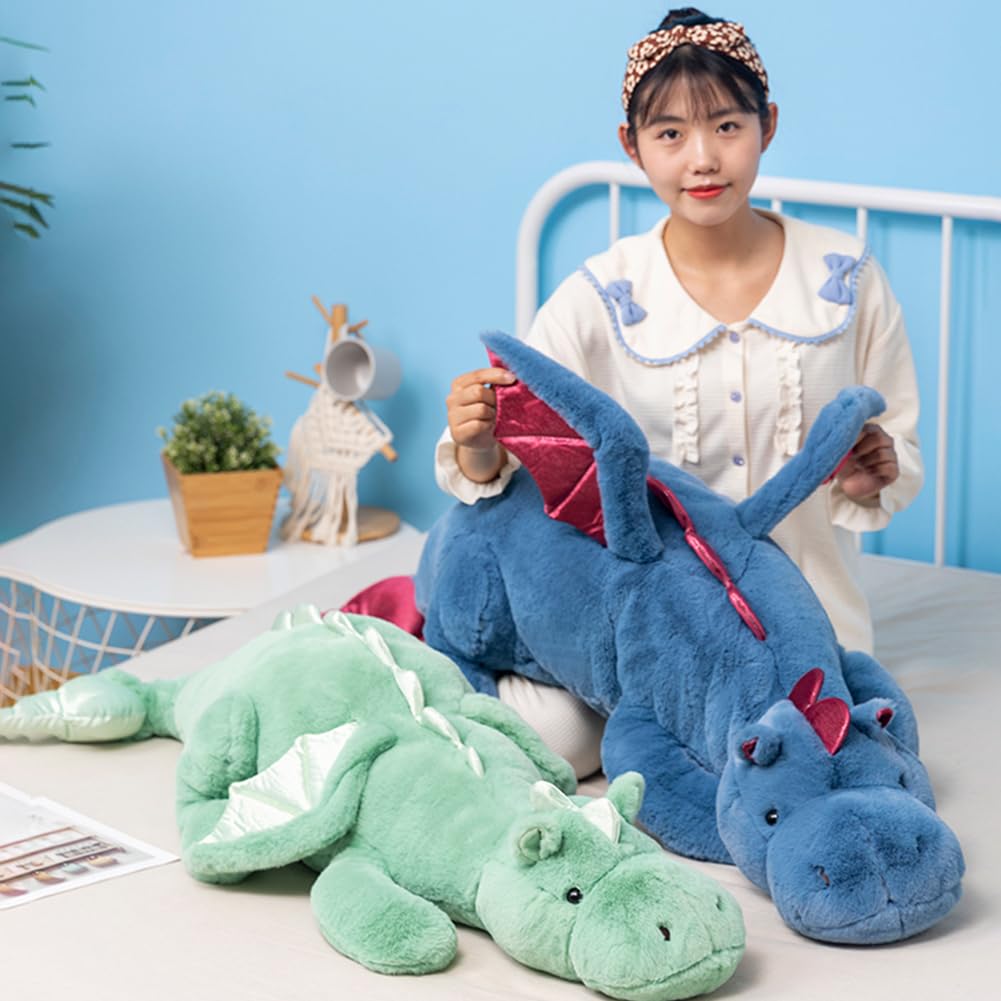 43.3Inches 7Lbs Blue Weighted Dragon Stuffed Animal, Large Blue Weighted Dragon Plush Toy for Kids and Adults(2025 Update Version)