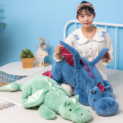 43.3Inches 7Lbs Blue Weighted Dragon Stuffed Animal, Large Blue Weighted Dragon Plush Toy for Kids and Adults(2025 Update Version)