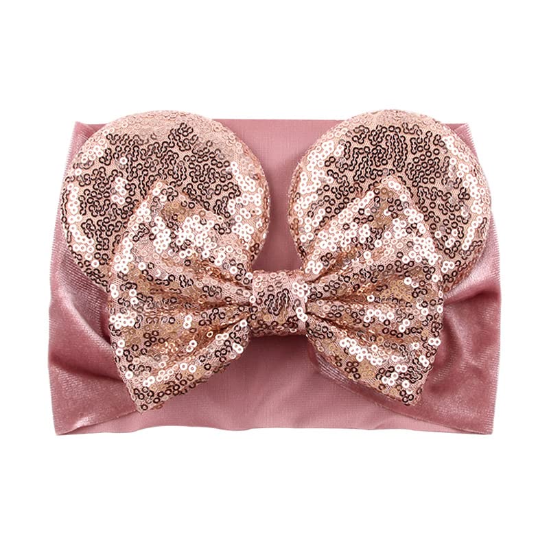 JIAHANG Baby Leopard Bows Turban Knotted Head Wraps, Hair Bows Headbands Stretchy Hair bands for Infant Toddlers Girls (pink leopard)
