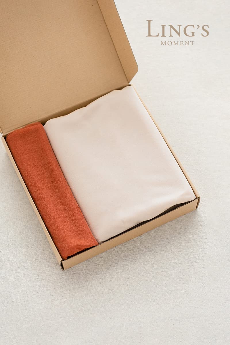 Ling's Moment Sheer Chiffon Table Cloth & Runner Set for 3x4ft Rectangle Table Decor in Dusty Rose & Blush for Wedding Reception and Parties