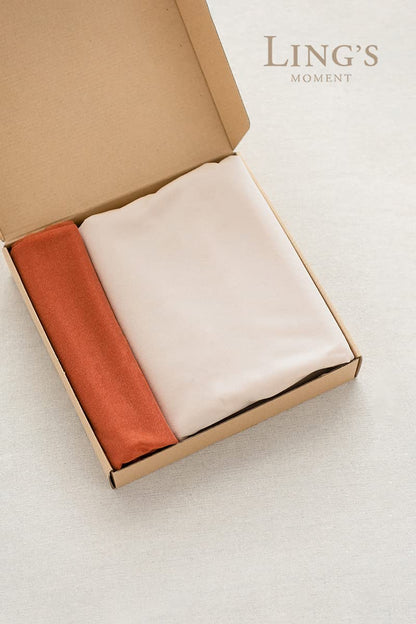 Ling's Moment Sheer Chiffon Table Cloth & Runner Set for 3x4ft Rectangle Table Decor in Dusty Rose & Blush for Wedding Reception and Parties