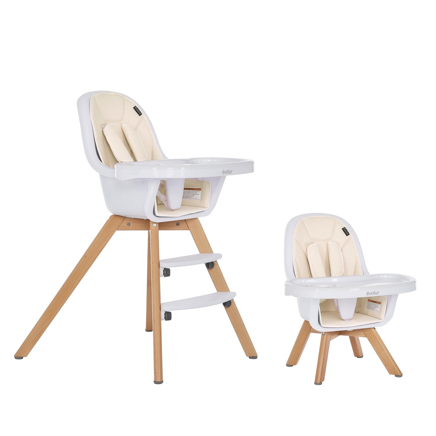 Evolur Zoodle 2 in 1 Convertible Baby High Chair in Light Gray