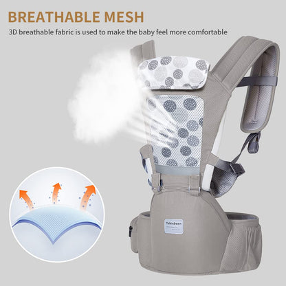 6-in-1 Baby Carrier - Newborn to Toddler, Hip Seat Lumbar Support, 7-41 lbs, All Seasons & Positions, Adjustable Size for Shopping, Hiking, Travelling