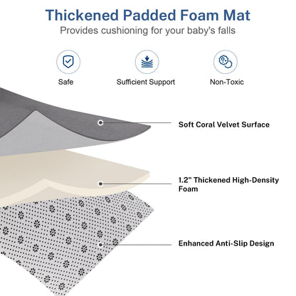Thick Baby Play Mat for Floor,50 x 50 Playpen Mat,Tummy Time Foam Mat,Ultra Soft Support & Plush Feel,Easy Care with Non-Slip Cushioned for Infant,Kids and Toddler Crawling,Beige