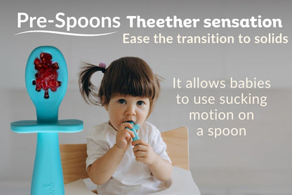 Growing Love Baby Spoons Set, Self Feeding 6 months, Pre-Spoon, Baby utensils, training spoon, cuchara bebe, blw, 100% silicone, Anti choke shield