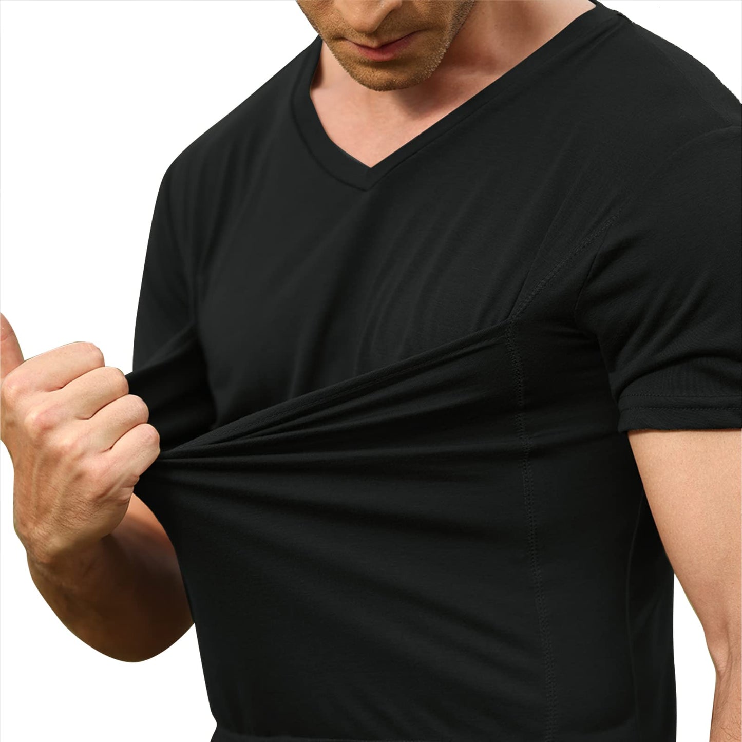 Mens Baby Carrier Shirt V Neck Short Sleeve T-Shirts for Men Skin to Skin T-Shirt with Pocket