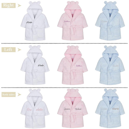 Personalized Flannel Kids Robes for Boys & Girls, BUGMKCS Customized Baby Toddler Cotton Premium Boys Robe with Embroidered Name, Cute Bear Spa Robe Girls Bathrobe, Perfect Gifts for Birthday, Christmas