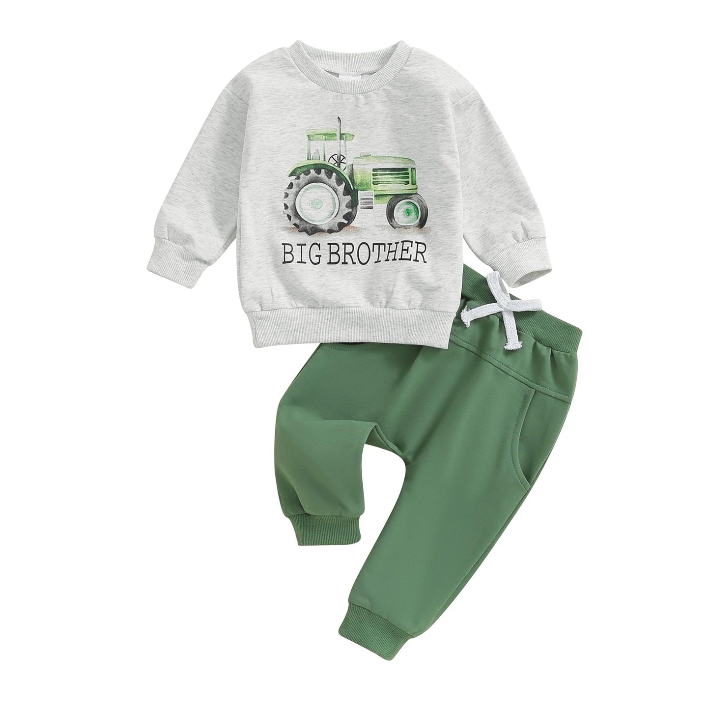 Toddler Baby Boy Fall Winter Outfits Tractor Print Long Sleeve Sweatshirt Pants Set Kids Sweatsuit Clothes