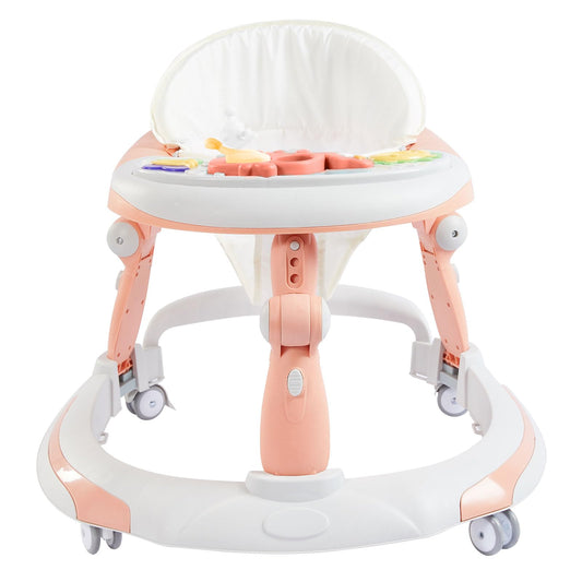 3 in 1 Baby Walker, Baby Walkers for Boys and Girls with Removable Footrest, Feeding Tray, Rocking Function & Music Tray(Without Battery), Foldable Activity Walker for Baby 6-18 Months (Blue)