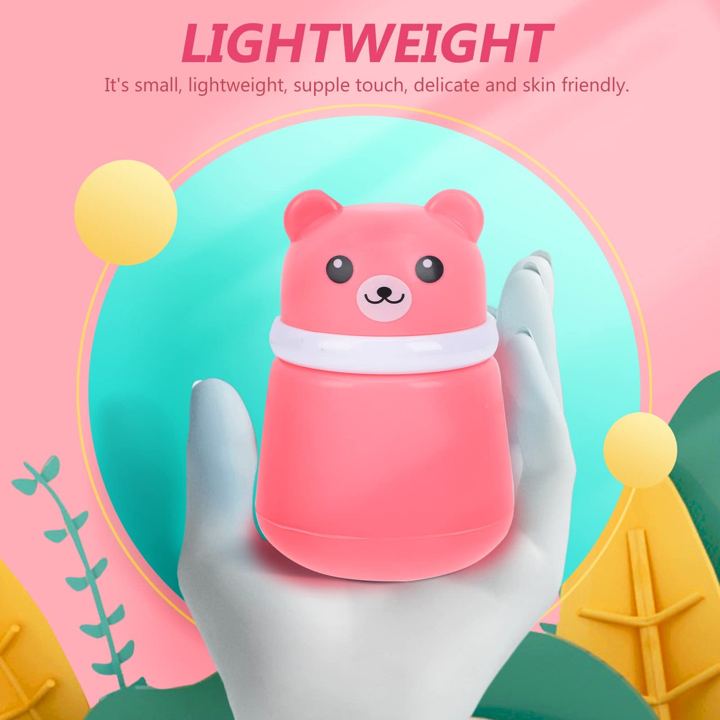 Cartoon Bears Baby Powders Puff Box, Pink Large-Capacity Powder Container with Sponge Puff, Safe and Gentle Design for Baby'S Skin, Portable for Home and Travel Use