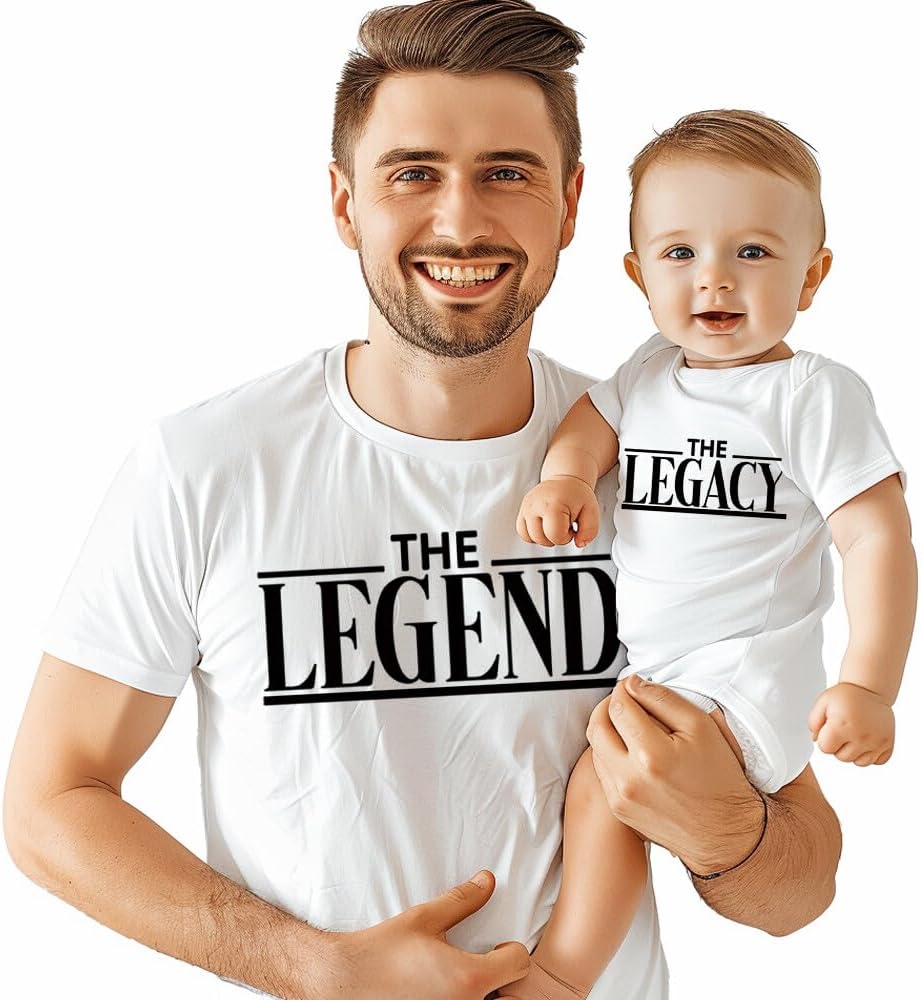 The Legend The Legacy - Personalized Dad & Baby Matching Outfits - Son & Daughter Shirts - First Time Dad & Baby Matching Set