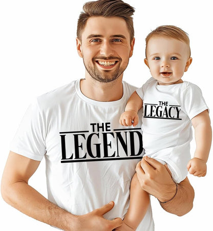 The Legend The Legacy - Personalized Dad & Baby Matching Outfits - Son & Daughter Shirts - First Time Dad & Baby Matching Set