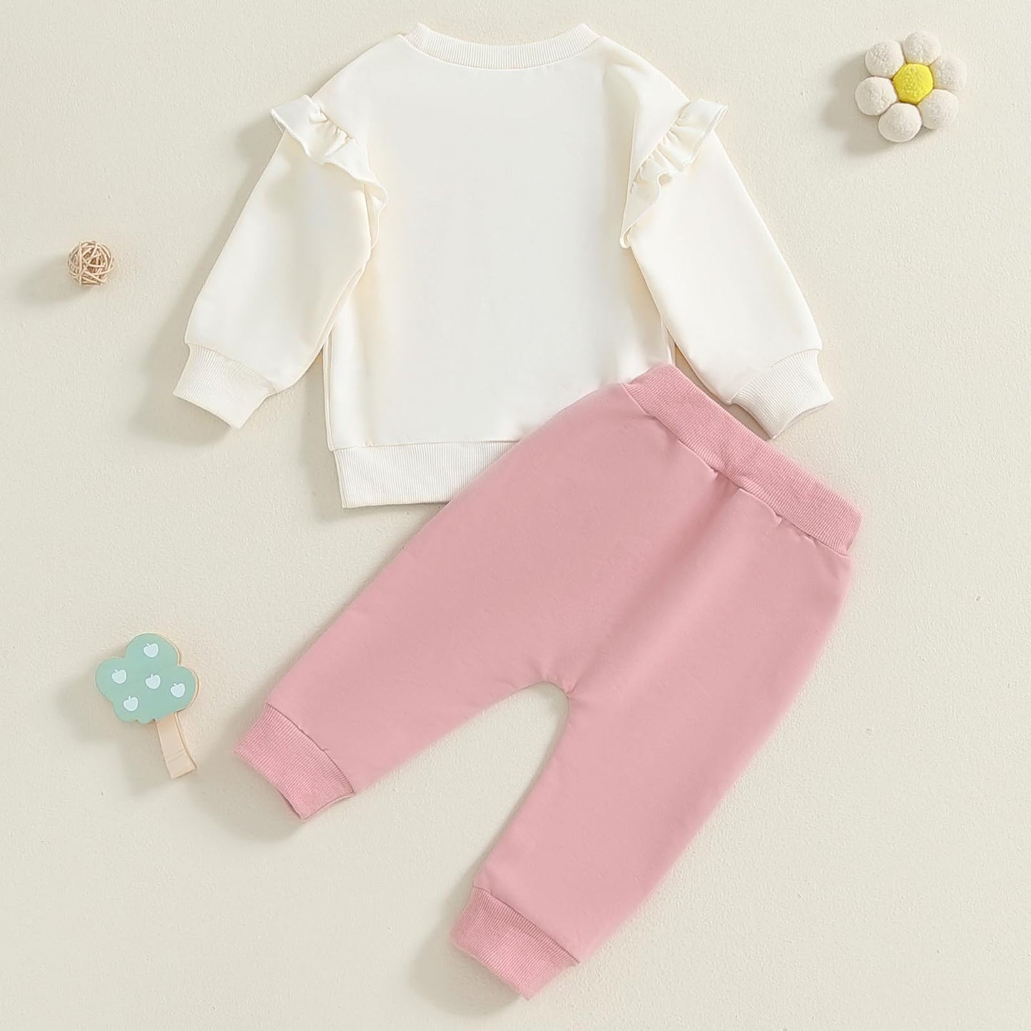 Kupretty Baby Girl Clothes Toddler Fall Winter Outfit Ruffles Crewneck Bow Pullover Sweatshirt + Joggers Pants Set